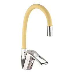 Змішувач для кухні Zerix YUB 181 Ivory із силіконовим виливом ZX4976 Хром