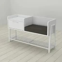 Банкетка с прикроватной тумбочкой Ferrum-decor Бланка 540x1000x320 металл Белый ДСП Белый 16 мм (FRD-103031)