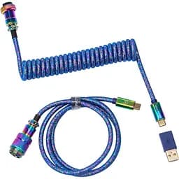 Кабель Keychron Type-A/Type-C Premium Coiled Aviator Cable-Straight Rainbow Palted Blue (CAB6_KEYCHRON)