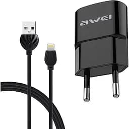 Зарядний пристрій AWEI C-832 Travel charger + Lightning cable 1USB 2.1A Black - мініатюра 2