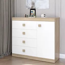 Комод для дома Эверест Соната-5 Телескопические с дверью на 4 ящика 105х38х94 см дуб сонома + белый крафт золотой (EVR-2062)