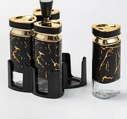 Органайзер набір Condiment Set для спецій на підставці з 4 баночками для спецій по 120 мл Чорний - мініатюра 2