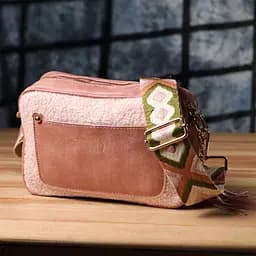 Жіноча сумка з плюшевою вставкою на лицьовій стороні з екошкіри Vintage s_15133 рожева - мініатюра 7