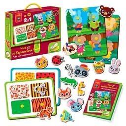 Гра развивающая с липучками. Чья окраска? Где чья мордочка?, на украинском