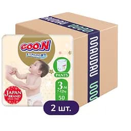 Упаковка трусиков-подгузников Goo.N Premium Soft 3 М (7-12 кг) для детей унисекс 100 шт. (50 шт. х 2 шт.)