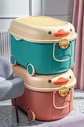 Багатофункціональний ящик для зберігання іграшок Poppet Каченя Блу на колесах середній (PP-001B-M) - мініатюра 10