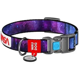 Нашийник для собак Waudog Nylon NASA21, з QR паспортом, пластиковый фастекс, S, 23-35х1,5 см