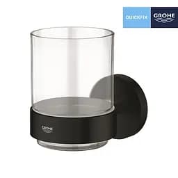 Склянка з тримачем для ванної кімнати Grohe QuickFix Start 411942430 чорний - мініатюра 3