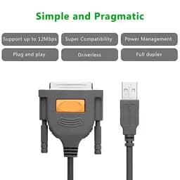Кабель для принтера USB 2.0 to DB25 2.0m US167 black Ugreen (20224) - мініатюра 5