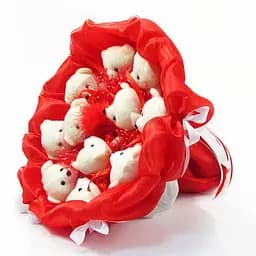 Букет из мягких игрушек 11 мишек 5281IT красный.