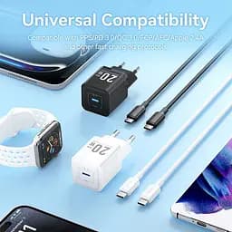Зарядний пристрій Vention 20W GaN 1×USB-C з кабелем USB-C M-M Black (TZ-FEPB0-EU-01) - мініатюра 2