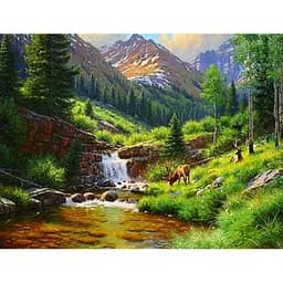 Алмазна мозаїка зі стразами на підрамнику Карпати пейзаж , 40*50 см