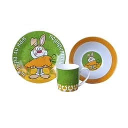 Набор детской посуды SnT Не пора ли нам подкрепиться, Заяц с морковкой, 3 предмета (5132-08)