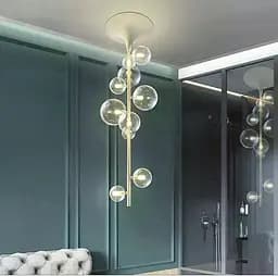 Оригінальна люстра в видовженому білому корпусі з прозорими плафонами Line.F CA 15-10