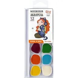 Набір акварельних фарб Cats with a Girl 12 кольорів б/пензлика Rosa Kids
