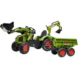 Детский трактор на педалях с прицепом и 2 ковшами Falk Claas Axos, зеленый (1010WH)