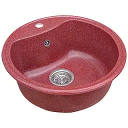 Мийка кухонна Valetti 3S Galaxy гранітна кругла 495x495 мм червона