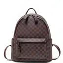 Повседневный женский рюкзак из экокожи 30х13х35 см темно-коричневый в клетку (2255)