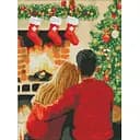 Алмазна мозаїка Ideyka Вдвох біля каміна без підрамника з голограмними стразами 30х40 см (AMC7789)