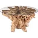 Кофейный столик J-line на большом массиве дерева ручной работы D-90 см. (20977)