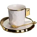 Чашка для кави порцелянова 200 мл з блюдцем та ложкою білий FM-1B