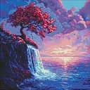 Набір з алмазною мозаїкою на підрамнику Сакура в потоці Ideyka AMO8210, 40x40 см