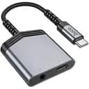 Адаптер перехідник Hoco LS39 аудіо конвертер Type-C / Jack 3.5 F to Type-C сірий