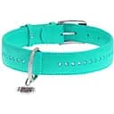 Ошейник для собак Waudog Glamour, двойной со стразами, кожаный, с QR паспортом, 38-49х2,5 см, ментоловый