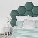 Стінова панель, шестикутник сота, оксамитове узголів'я ліжка, блакитна 35*40*4 см