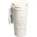 Термочашка Flower Style 500 мл з трубочкою і подвійним відкриванням, білий Yiwu HP-14-52W
