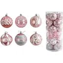 Набір новорічних прикрас 24 блискучі іграшки на ялинку, рожевого кольору (160831)