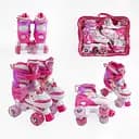 Ролики, розмір 34-38, рожевий, PU колеса, світяться, діаметр коліс 4.5 см, у сумці