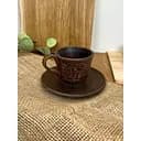 Чашка з блюдцем керамічна (глиняна) різьблена Декор