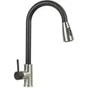 Смеситель кухонный Platinum KT 8203 (8614) однорычажный с выдвижным изливом черный металлик комби