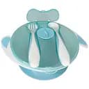 Тарілка на присосці Mega Zayka з ложкою та виделкою 350 мл MGZ-0109 (Light-Blue)