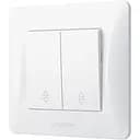 Выключатель двухклавишный Videx Binera проходной белый (VF-BNSW2P-W)