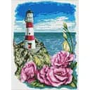 Алмазна мозаїка Ideyka Маяк з еустомами Анна Кулик на підрамнику 30х40 см (AMO7611)