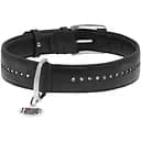 Ошейник для собак Waudog Glamour, двойной со стразами, кожаный, с QR паспортом, 27-36х1,5 см, черный