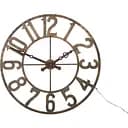 Настенные часы J-line круглые с лед-подсветкой в металлическом корпусе коричневого цвета с арабскими цифрами 106 см (72403)