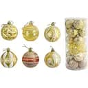 Набір новорічних прикрас 24 іграшки на ялинку з малюнками, золотого кольору (160826)