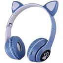 Детские наушники Cat MZ-023 Bluetooth RGB подсветка FM microSD с кошачьими ушками синий