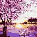 Набор для росписи по номерам Strateg Лебеди 20х20 см (HH5802)