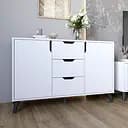 Комод в гостиную с черными ножками М-ЗОН Борн 1200 Нимфея Альба (белый) (MZN-031096)