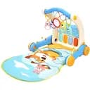 Каталка-ходунки Huanger 2 в 1 з ігровим килимком та інтерактивним піаніно зі світлом і звуком блакитна