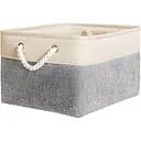 Ящик для зберігання МВМ My Home (MVM) з ручками текстильний сіро-бежевий (TH-10 L GRAY/BEIGE)