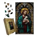 Деревянный фигурный пазл Христос Пастырь, А4, Деревянная коробка 100 элементов