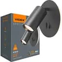 Светильник Videx под лампу GU10 настенный с подсветкой и кнопкой черный (VL-SPF24E-B) 