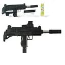 Игрушечный автомат с лазерным прицелом, стреляющими пульками, в упаковке.