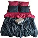 Комплект постельного белья Lelit Полуторный 150х215 см страйп сатин SS-3003/2 черный с бордовым (le2000000146140)