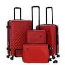 Набір валіз 4в1 пластик з кодовим замком та телескопічною ручкою червоний (635)